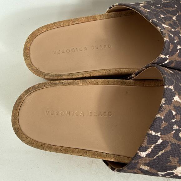 Veronica Beard Dresdyn Platform Slide Women's 7.5 Leopard Print Cork Sandals - Picture 9 of 10